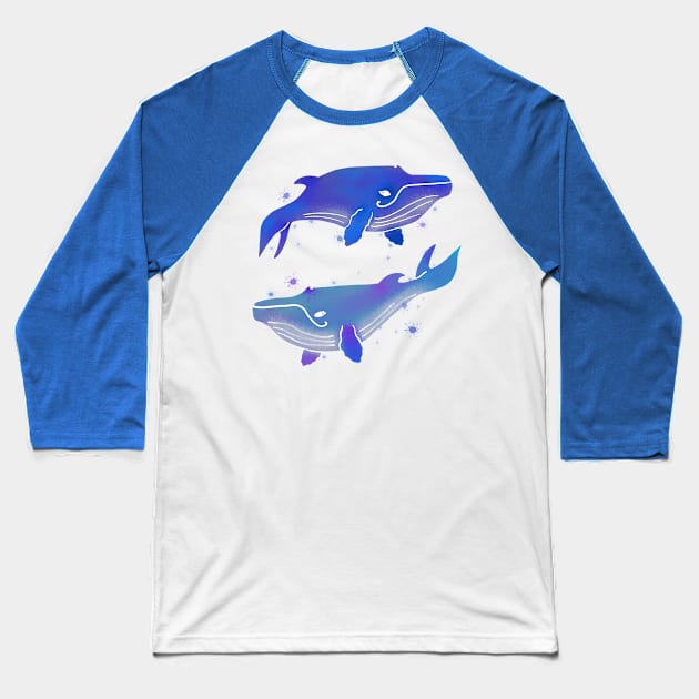 Abstract whales Baseball T-Shirt by Antiope